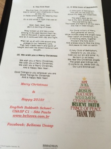 Our Sabbath School Christmas Bulletin